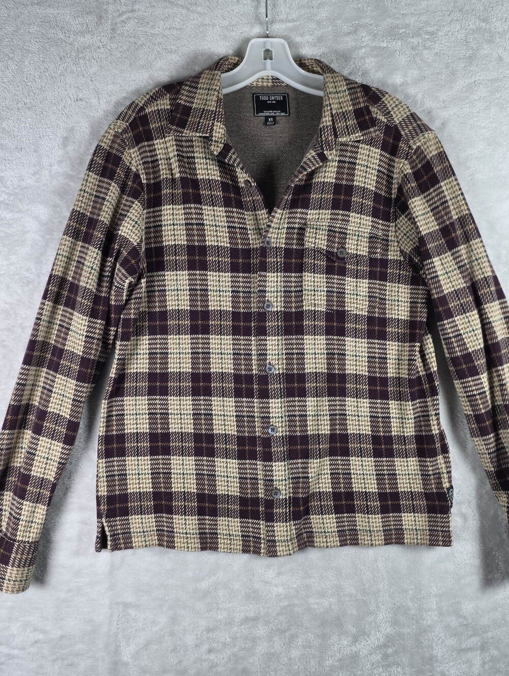 Todd Snyder Double Knit Flannel Mens Size XS Glen Plaid Brown Houndstooth Soft